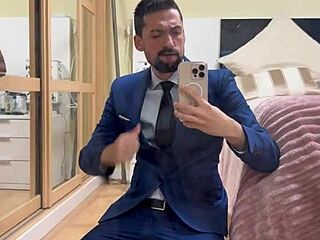 Hot Daddy Jerking Off Monster Cock in Public Toilet