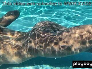 naked ebony milf ana foxxx gently touches her natural hairy area while relaxing under the water