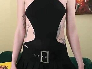 Watch Kit Summers rock that little black bodysuit and gothic miniskirt in part 3!