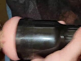 Amateur strokes monster cock with fleshlight but craves real anal assfucking and cumshot