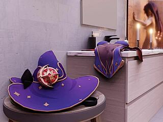 Oh man, Mona is getting off in her bathroom with that slime dildo all by herself