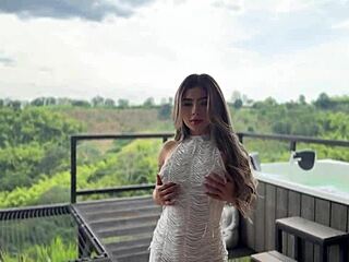 Beautiful young Colombian woman how do you handle riding that massive monster cock outdoors?