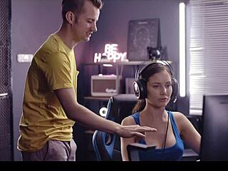 Oh man, I was playin' LOL and then time froze, got banged hard with creampie in my pussy and cum in mouth, like whoa!