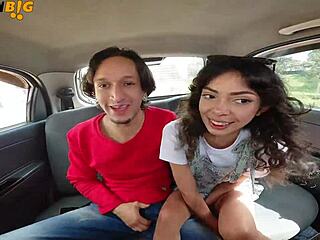 casually picking up a petite colombian teen for rough public car sex with big cock