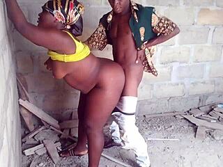 Street boy lures orange seller into uncompleted building for rough sex until he cums on her big wet pussy and fat ass