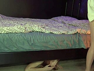 She shares bed with milf while friend hides under the bed