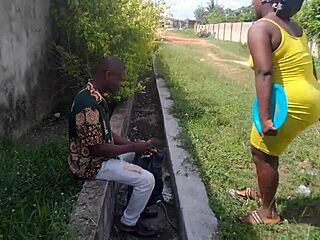 Street boy lures orange seller into uncompleted building for rough sex until he cums on her big wet pussy and fat ass