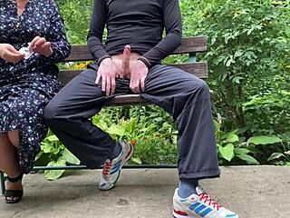 mother-in-law collected son-in-law's sample for her cuckold husband in outdoor setting