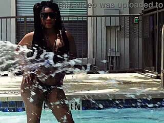 bae egypt shakes big ass and rubs wet pussy lips in solo masturbation