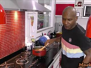 invited thays santos over for dinner then rode her big ass in doggystyle with hardcore anal action