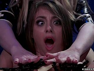 OH YES! Bound LESBIAN Gets ANAL Fingered In KINKY BDSM Session With WHIPPING And GAGGING!