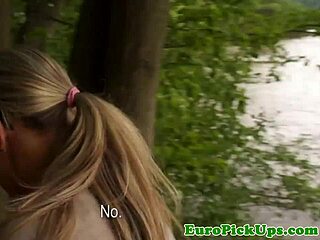 hey check out this picked up euro babe flashing her big tits outdoors