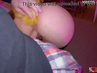 Fox ears and tail in her ass lead to intense fucking while parents are away