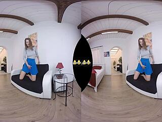 virtualpee features busty model enjoying playful moments with golden effects and heels