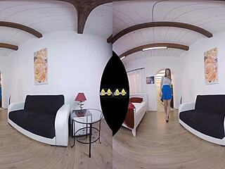 virtualpee features busty model enjoying playful moments with golden effects and heels