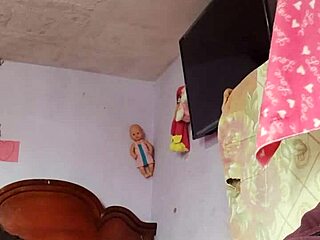 Rich cumshot alone in hot milf's room sniffing panties and worshiping ass