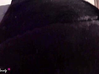 pretty brunette in fur coat and fishnet pantyhose enjoys solo time with her fingers and big vibrator