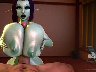 In this 3D hentai animation, Sorias huge bouncing tits deliver an intense titfuck experience from a close POV angle.