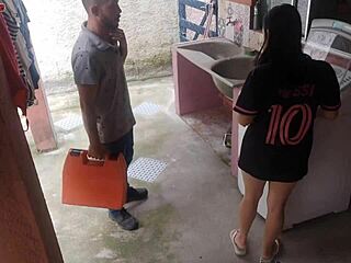 Hey, housewife, pay the technician with your big ass while husband's away?