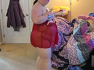 Curvy BBW Milf with Big Natural Tits and Big Ass Does Lingerie Striptease Tease