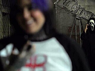 Goth latina caught outdoors for rough halloween anal