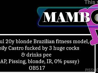 beautiful 20y blonde brazilian fitness model gabily castro fucked by 3 huge cocks dap pissing