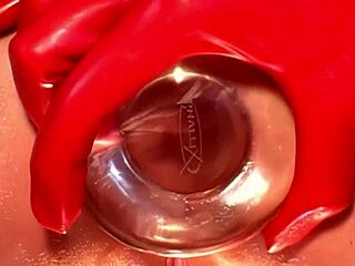 fucking this slutty mistress in tight latex heels and fishnets on the bed