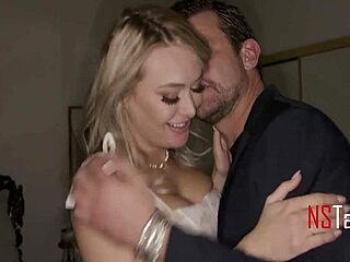 Boss cheats on wife by fucking reluctant blonde secretary in hotel bed