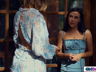 Two Passionate Brunette Babes Dive Into Intense Lesbian Kissing And Licking In Steamy Girl On Girl Session