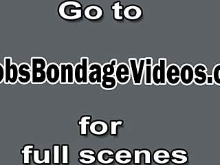 Pale redhead boobs tied up by master