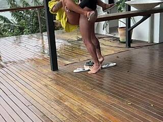 shameless slutty young 18+ wife getting fucked on the porch