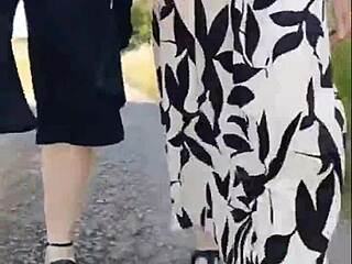 I walked with a hot 66-year-old granny on a sunny day