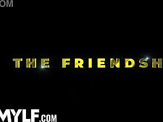 Flexible girlfriends ride in threesome parody on sofa