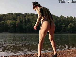 thong bodysuit flashing at the lake feels so naughty 😏