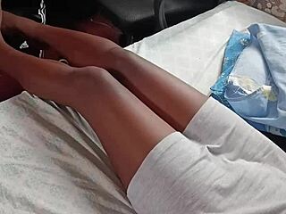 Petite Chocolate Lady With Hairy Pussy Gets Morning Glory Fuck From Huge Cock As She Moans