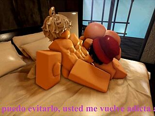 Intense missionary pounding in wild sex game between maid and her master on roblox