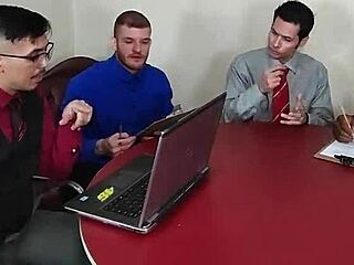 Office sluts go wild with double penetration and creampie madness!