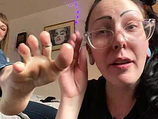 Lesbian foot worship with fetish licking and sucking