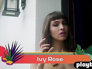 Petite brunette milf ivy rose strips naked showing small tits curvy ass and sexy body