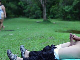 Oh Damn! Sexy Curvy Latina Squirts from Outdoor Public Masturbation in Forest!