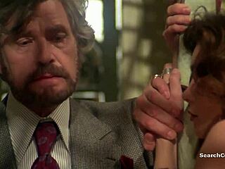 corinne clery and jehanne blaise in retro celebrity scene from histoire 1975 with topless moments.