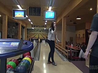 Hey this lucky guy picks up a young European teen for outdoor public sex in Czech bowling alley cuckold scene