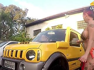 boquete no pau do gaúcho das grota with brazilian milf's big natural tits outdoors 😏🍆