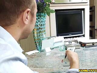 Craving teen Lily Jordan eagerly takes her boyfriend Richie's massive cock in wild threesome action.