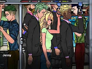 Oh man, the landlord's sneaking a sniff of her panties right under that short skirt in this wild hentai game.