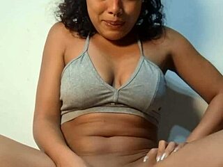 Colombian brunette with big clit masturbates solo using vibrator on tight wet pussy until squirting twice