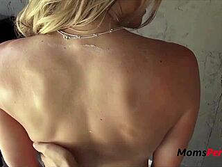 Blonde teen 18+ enjoys outdoor creampie action with milf in public, leading to big tits babe moaning.