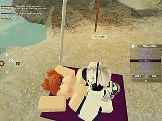 roblox porn with bent over big ass shaking in wet anal riding