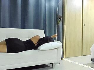 The athletic Latina with a big ass and black dress got wild on the couch during her homemade clip.