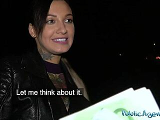 Public Agent Delivers Intense Night Time Encounter With Tattooed Horny Minx Ending In Facial